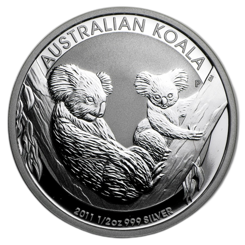 Thumbnail 1/2 oz Koala Zilveren Munt 2011 voorkant
