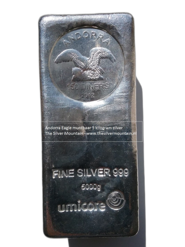 Thumbnail Andorra Eagle 5 kilogram silver munzbarren front