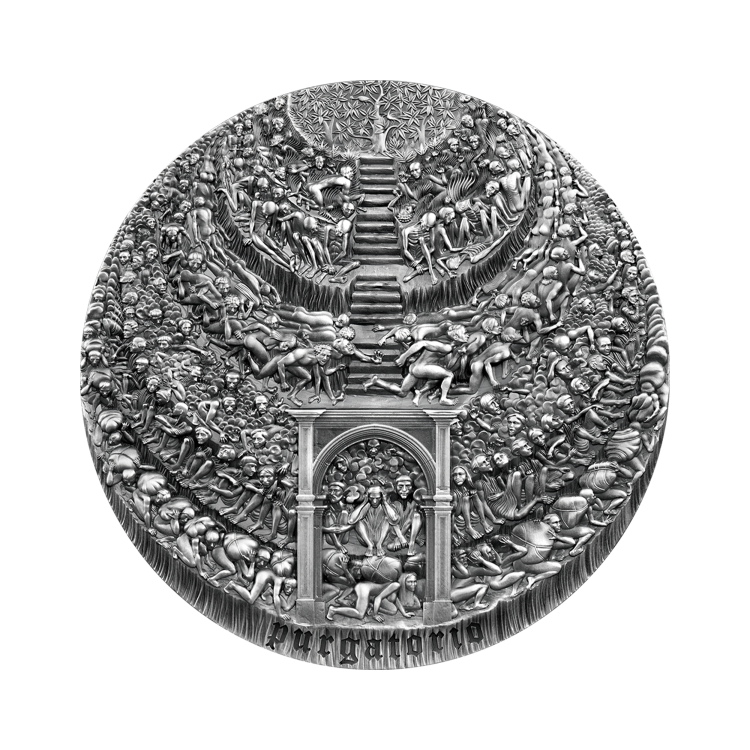 5 troy ounce zilveren munt de goddelijke komedie vagevuur voorkant