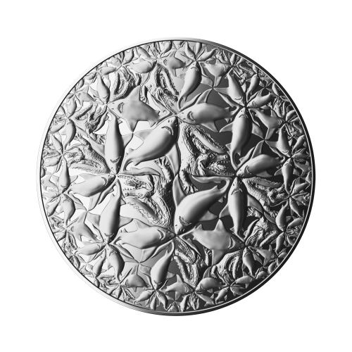 Thumbnail 2 troy ounce zilveren munt Algoritme – Water en Aarde 2022 proof voorkant