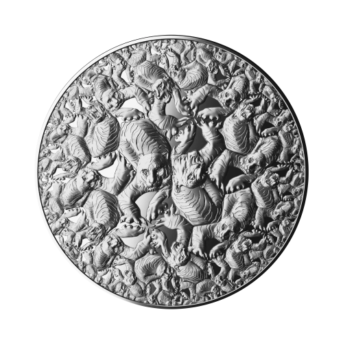 Thumbnail 2 troy ounce zilveren munt Algoritme – Tijger 2022 proof voorkant