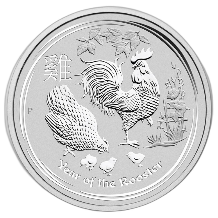 5 oz Lunar Zilveren Munt 2017 voorkant