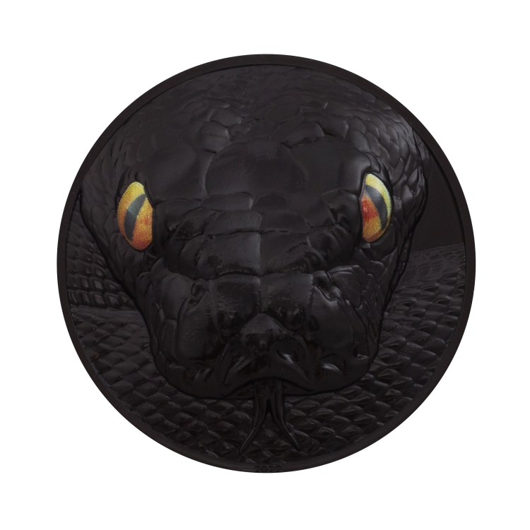 2 troy ounce zilveren munt Python 2022 proof front