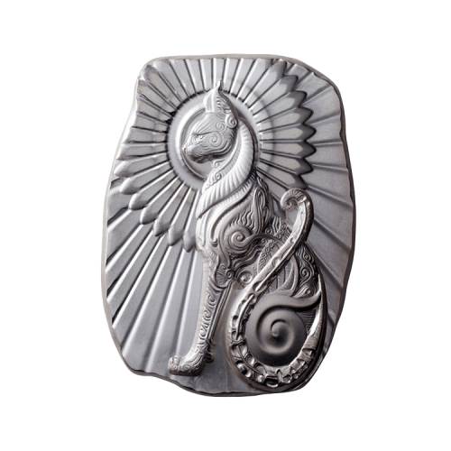 Thumbnail 5 troy ounce silver bar Egyptian Cat front
