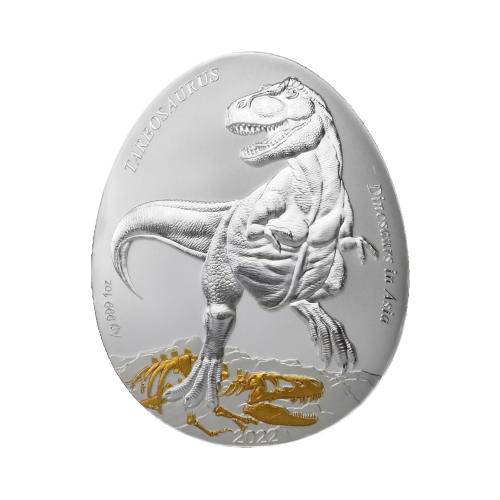 Thumbnail 1 troy ounce zilveren munt Dinosauriërs in Azië - Tarbosaurus voorkant