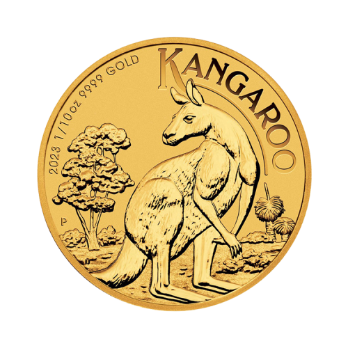 Thumbnail 1/10 oz Kangaroo Gouden Munt 2023 voorkant