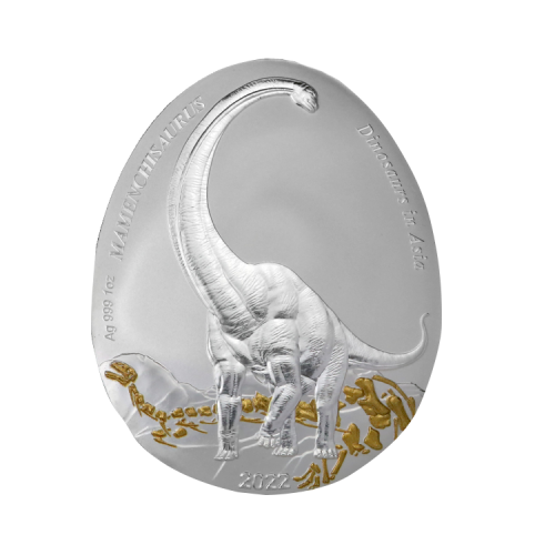 Thumbnail 1 troy ounce zilveren munt Dinosauriërs in Azië – Mamenchisaurus voorkant