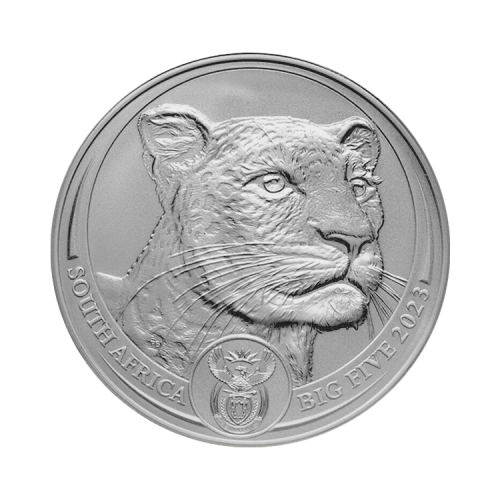 Thumbnail 1 troy ounce zilveren munt Big Five luipaard 2023 voorkant