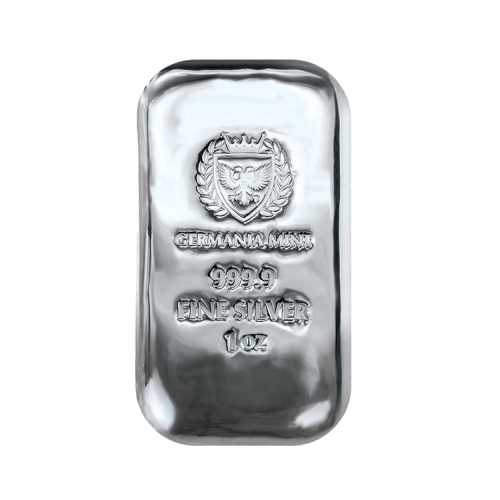 Thumbnail 20 oz Germania Mint Zilverbaar voorkant