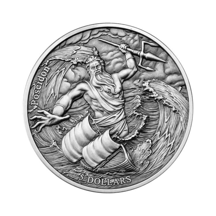 2 oz Mythische figuren Silbermünze front