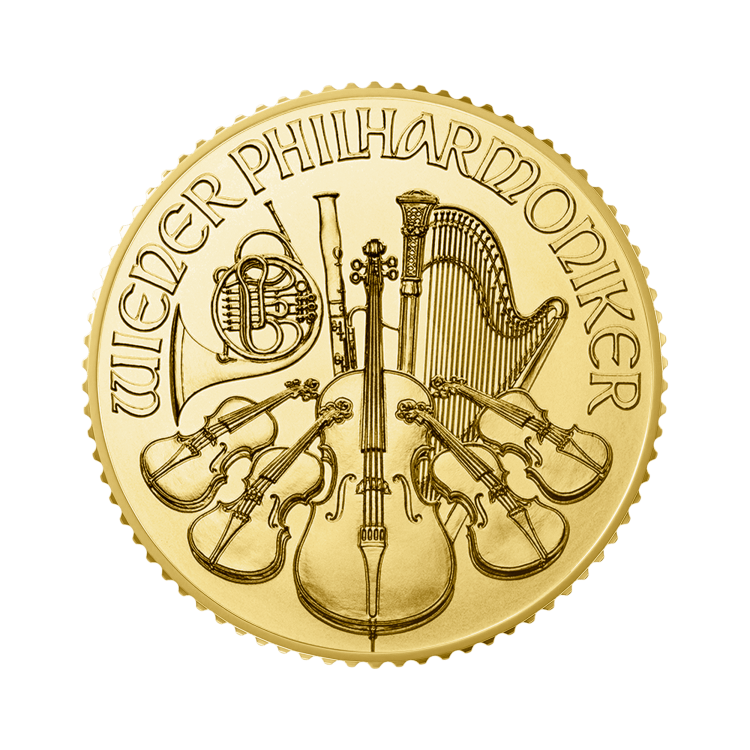 1/10 oz Philharmoniker Goldmünze 2024 front