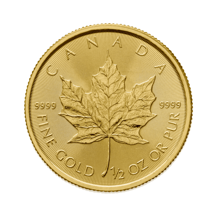 Obverse 1/2 troy ounce gouden Maple Leaf munt