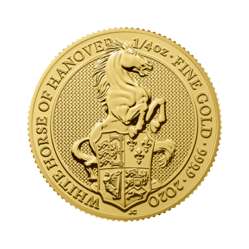 Thumbnail 1/4 oz Queens Beasts Gouden Munt 2020 voorkant