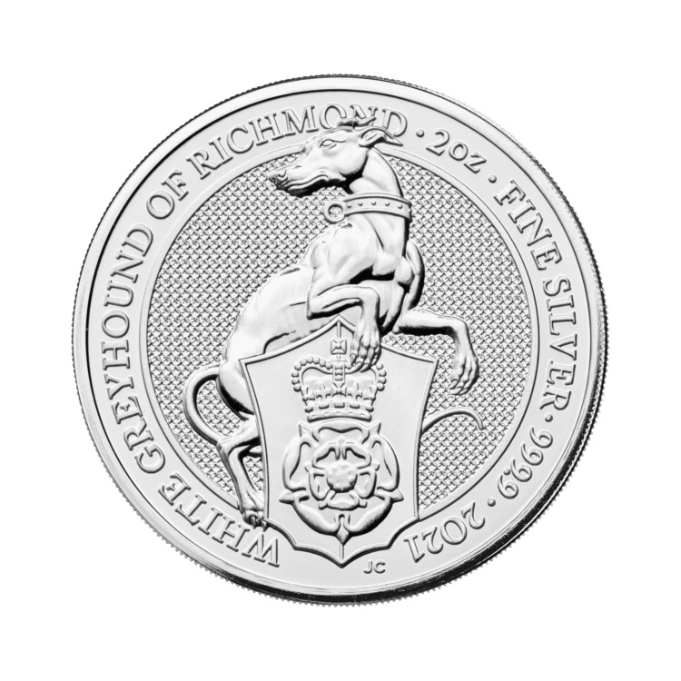 2 oz Queens Beasts Zilveren Munt 2021 voorkant