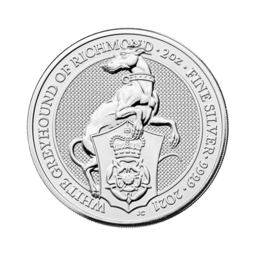Thumbnail 2 oz Queens Beasts Zilveren Munt 2021 voorkant