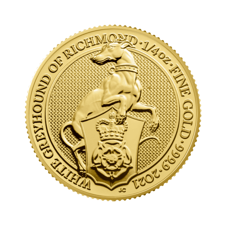 1/4 oz Queens Beasts Gouden Munt 2021 voorkant