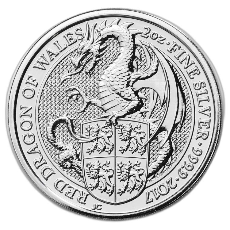 2 oz Queens Beasts Zilveren Munt 2017 voorkant