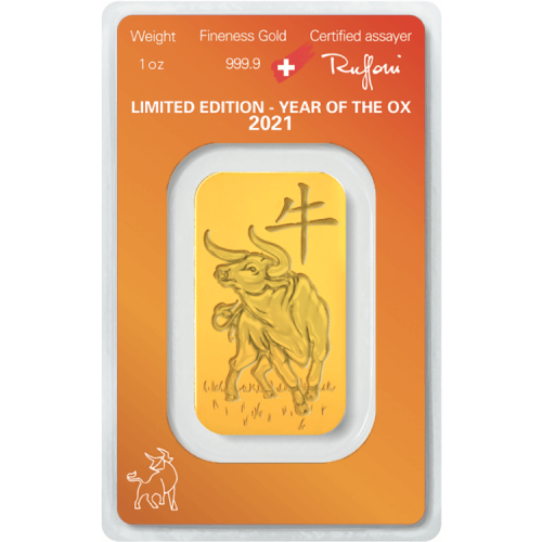 Thumbnail 1 oz Lunar Gold Bar 2021 front