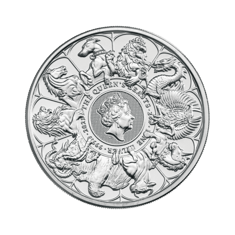 2 oz Queens Beasts Silver Coin 2021 front