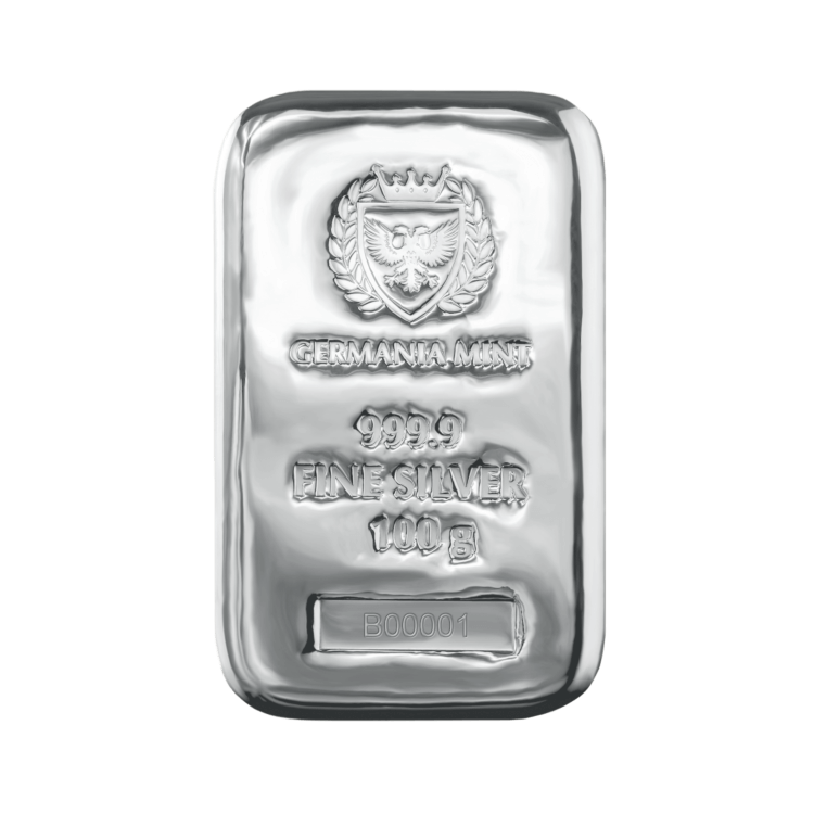 100g Germania Mint Zilverbaar voorkant