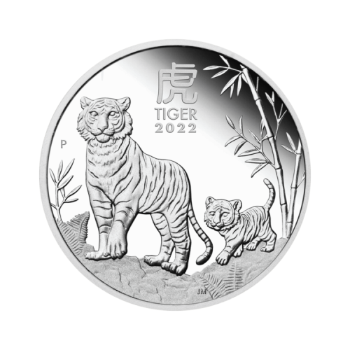 Thumbnail 1 oz Lunar Zilveren Munt 2022 voorkant