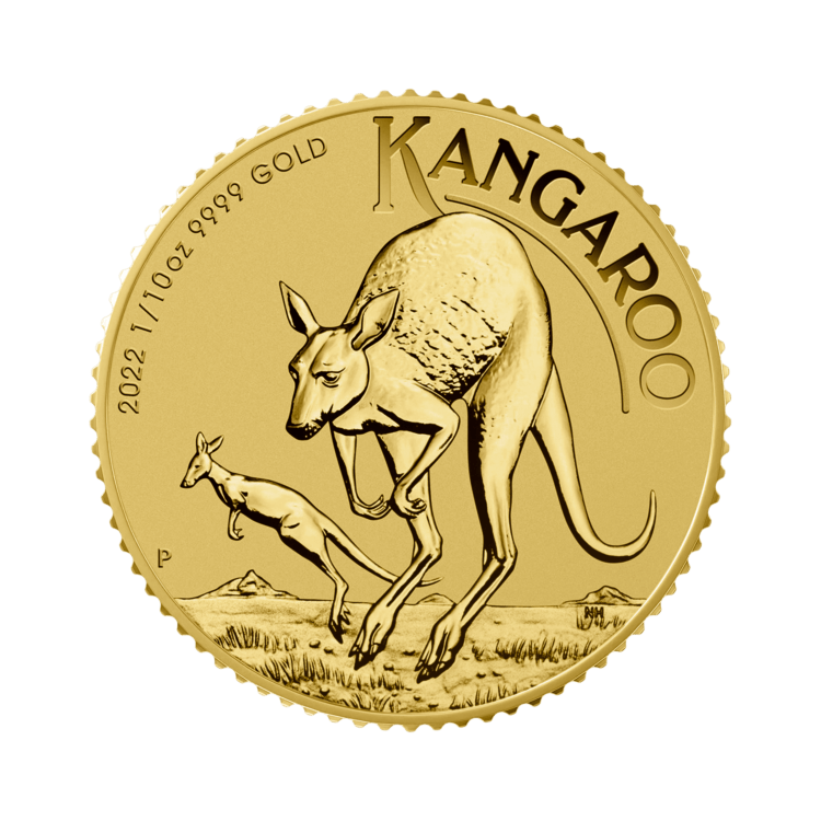 1/10 oz Kangaroo Gouden Munt 2022 voorkant