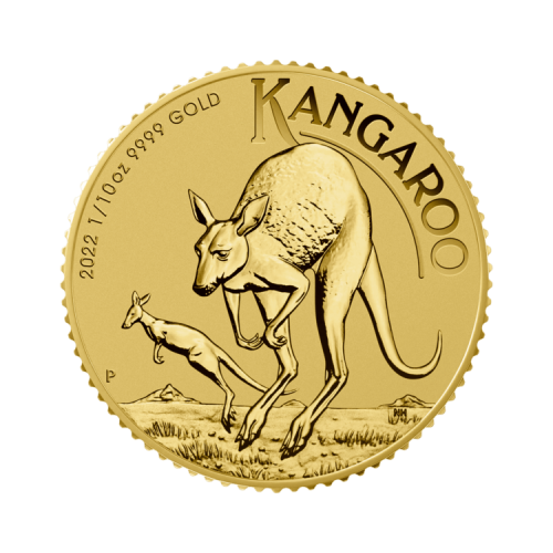 Thumbnail 1/10 oz Kangaroo Gouden Munt 2022 voorkant