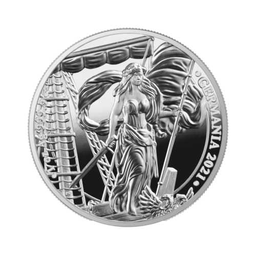 Thumbnail 1 oz Germania Zilveren Munt 2021 voorkant
