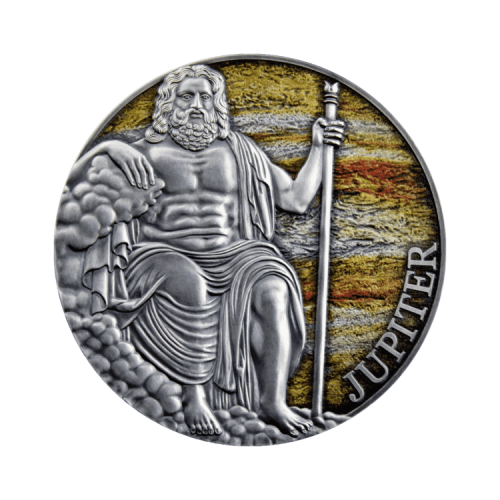 Thumbnail 3 troy ounce zilveren munt Jupiter 2021 - Antieke afwerking voorkant