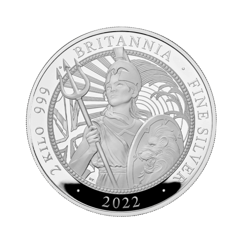 Thumbnail 2 kilo Britannia Zilveren Munt 2022 voorkant
