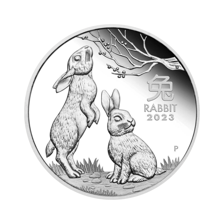1 oz Lunar Zilveren Munt 2023 voorkant