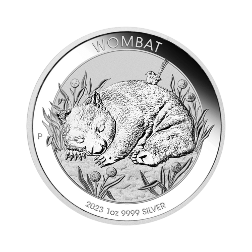 Thumbnail 1 troy ounce zilveren Australian Wombat munt 2023 voorkant