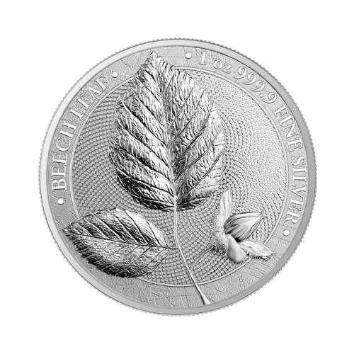 Thumbnail 1 oz Mythical Forest Beech Leaf Plata 2023 front