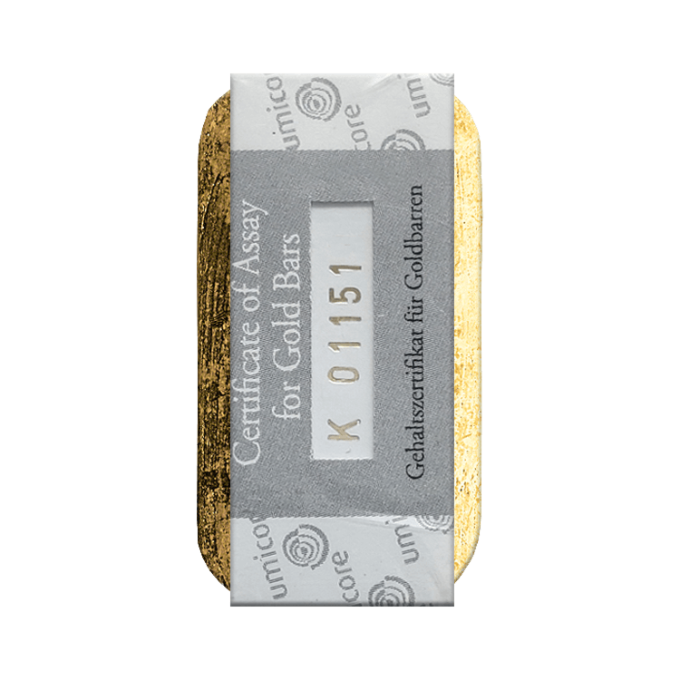 Certificate 500 gram Umicore gold bar