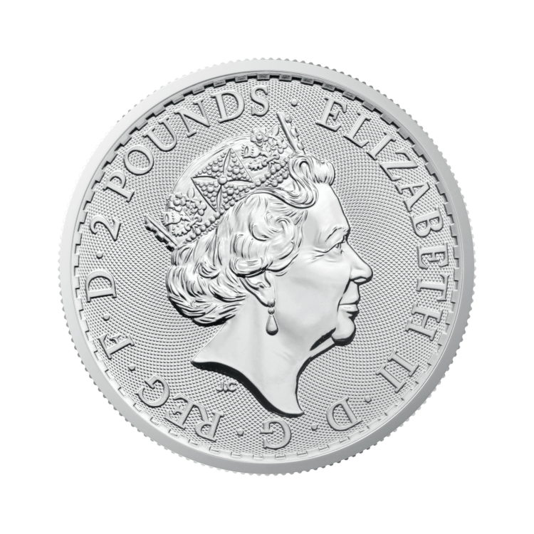 Achterkant 1 oz zilveren Britannia