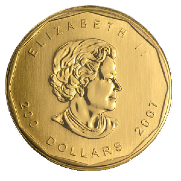 1 oz Royal Canadian Mint Gouden Munt 2008 achterkant