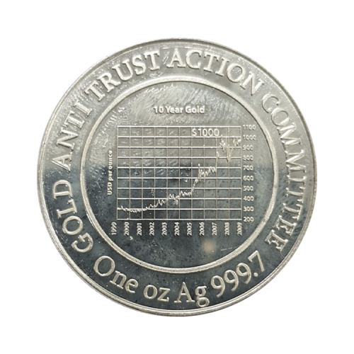 Thumbnail 1 troy ounce zilveren GATA herdenkingsmunt achterkant