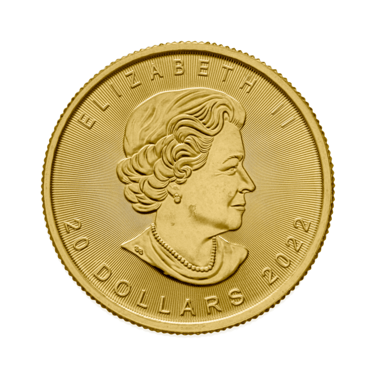Reverse 1/2 troy ounce gold Maple Leaf coin