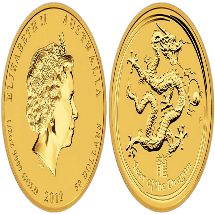 1/2 oz Lunar Gouden Munt 2012 achterkant