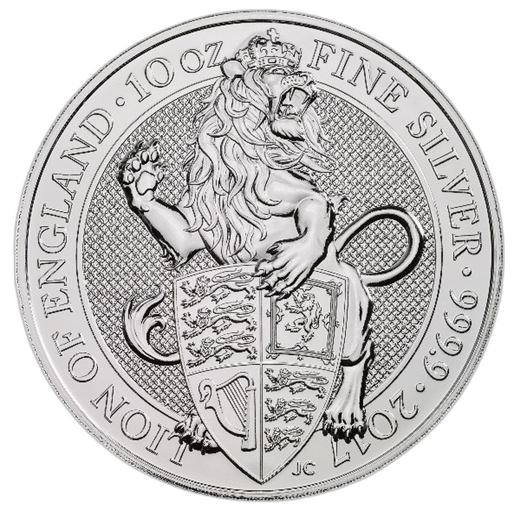 10 oz Queens Beasts Silbermünze 2016 front