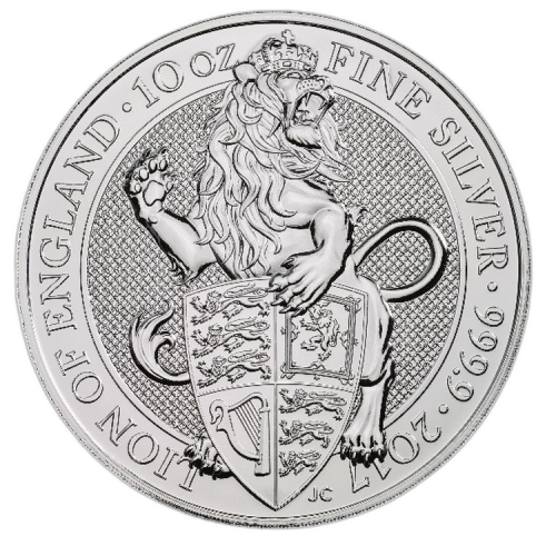 Thumbnail 10 oz Queens Beasts Silbermünze 2016 front
