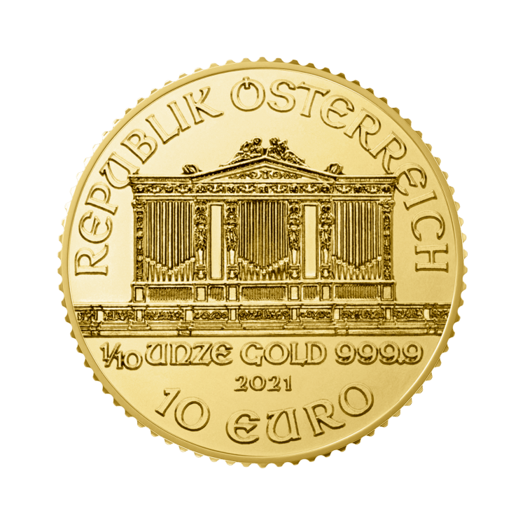 1/10 oz Philharmoniker Goldmünze 2024 back
