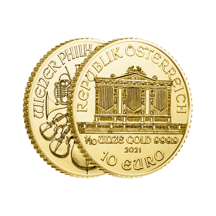 1/10 oz Philharmoniker Goldmünze 2024 angle 2