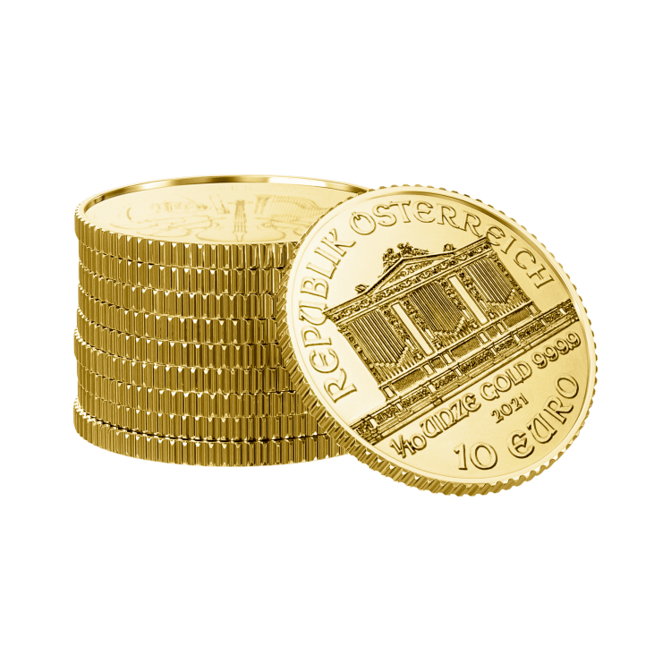 1/10 oz Philharmoniker Goldmünze 2024 angle 3