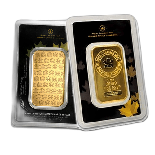 Thumbnail 1 oz Royal Canadian Mint Gold Bar Mixed Years angle 1