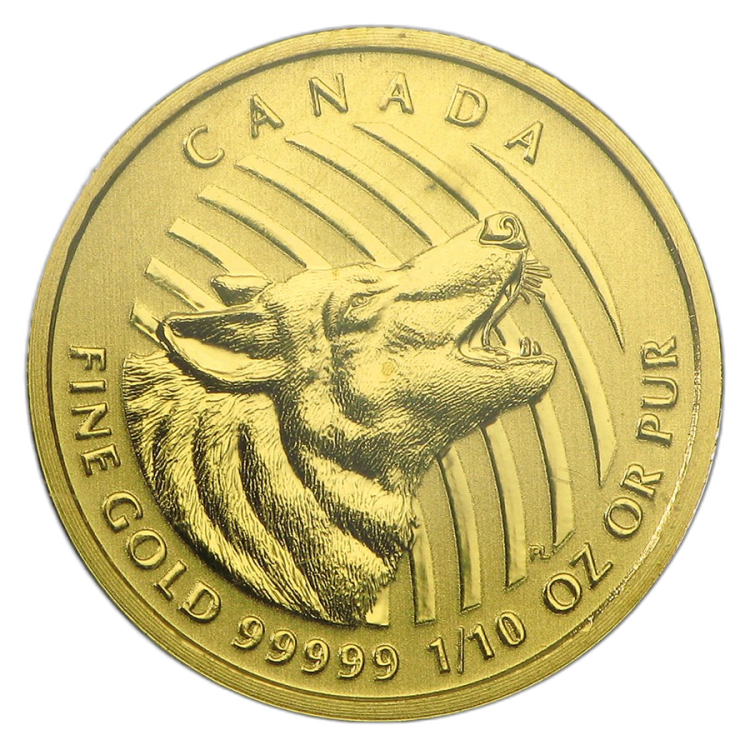 1/10 Troy ounce gold Howling Wolf 2015 back