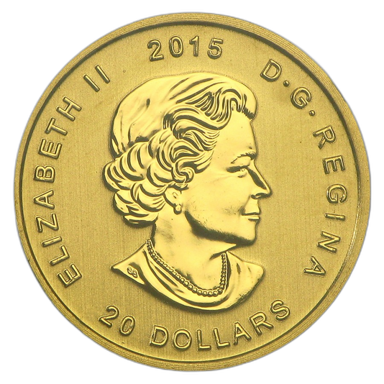 1/10 Troy ounce gold Howling Wolf 2015 angle 1