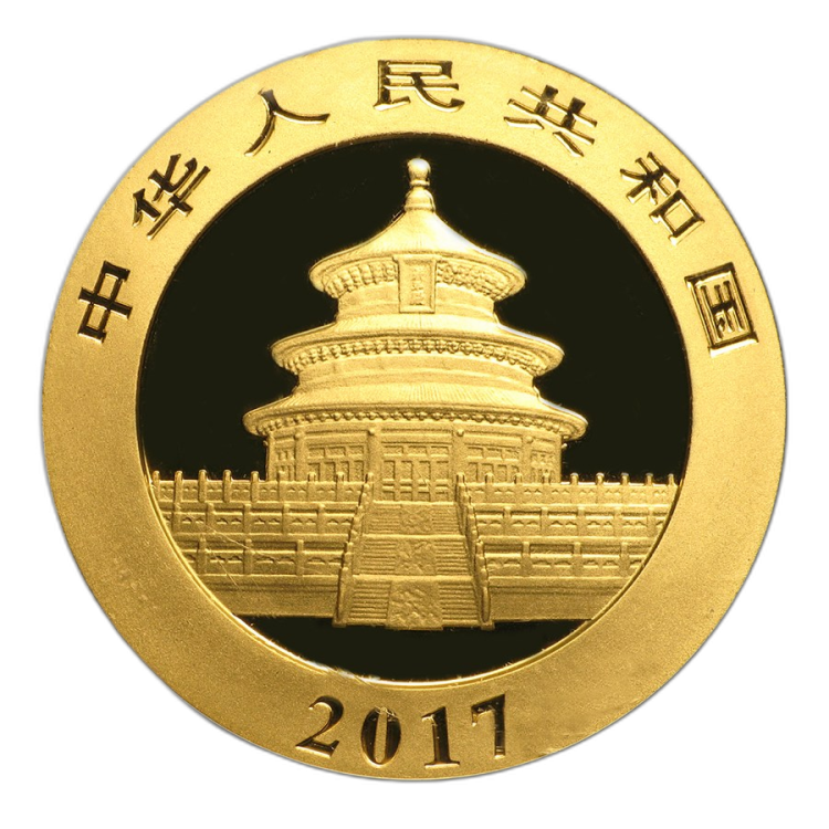 15g Panda Gold Coin 2017 back