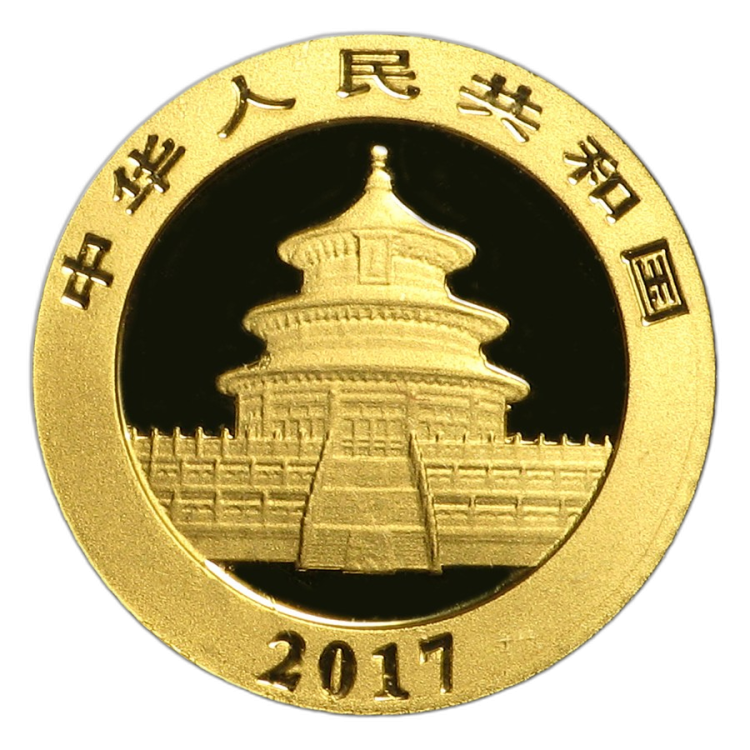 1g Panda Goldmünze 2017 back