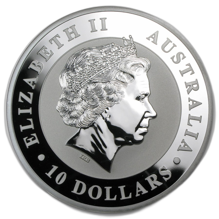 10 oz Kookaburra Zilveren Munt 2014 achterkant